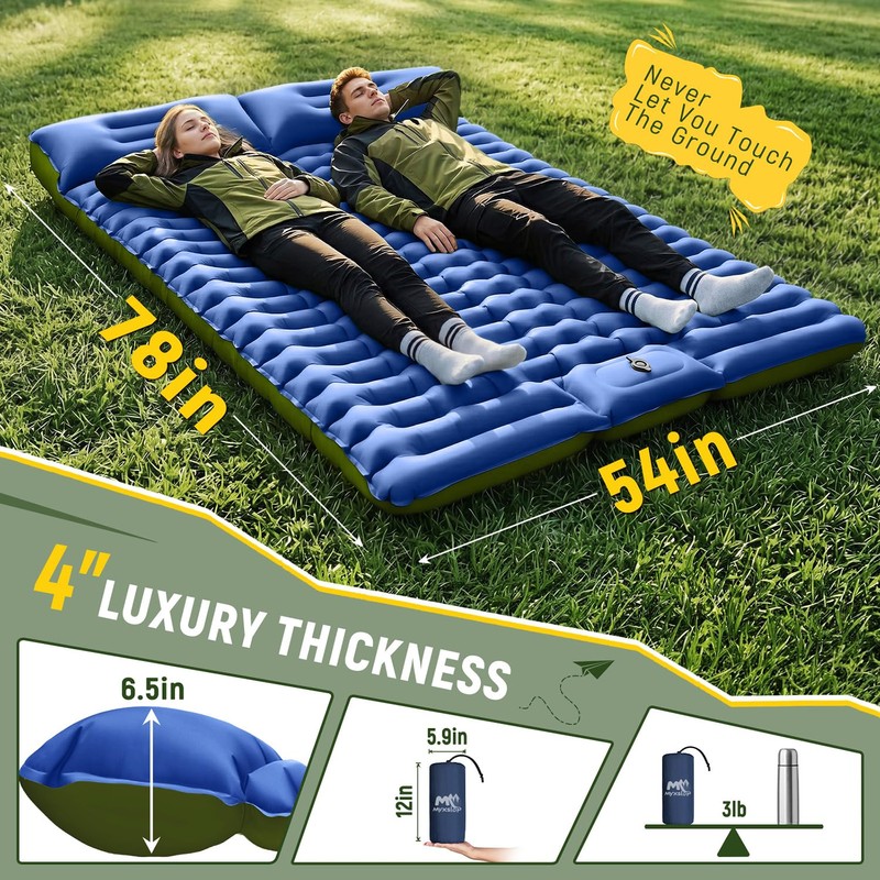 Double Sleeping Pad - Ultralight Sleeping Mat with Built-in Foot