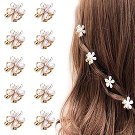 Set of 10 mini hair clips pearl mini claw clips flower pearl mini hair clips metal hair accessories decorative for ladies girls birthday party wedding