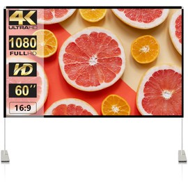 Portable 60" 16:9 4K HD Outdoor/Indoor Projector Screen with Stand, Carry Bag, Foldable, Wrinkle-Free Movie Screen for Home Theater, Travel, Camping, Party, Office