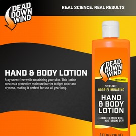 Dead Down Wind Odorless Hand & Body Lotion - Unscented - Odor Elimination for Hunting Gear