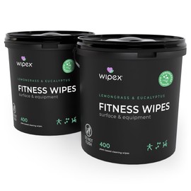 Plant Based Gym Wipes by Wipex, Natural Surface & Equipment Cleaning with Lemongrass, Eucalyptus & Vinegar for Home or Fitness Studio, Great on Yoga Mats, Peloton Bike, 400 Count (Pack of 2)