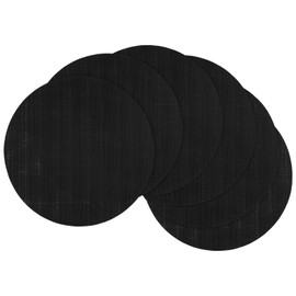 Black Placemats Set of 6 Round Heat Resistant Vinyl Placemats 13 inch Non-Slip Tablemats Washable Place Mats for Dining Table