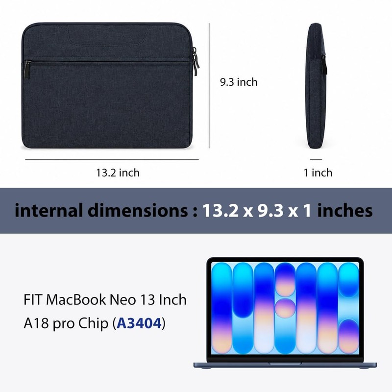 Arisase Laptop Sleeve for MacBook Neo Protective Nylon Case with