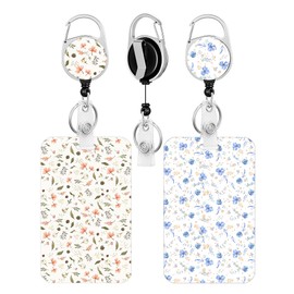 2 Pack Badge Holder and Heavy Duty Retractable Reel, ID Badge Holders with Retractable Clip for Nurse Teacher Student Office Women Men