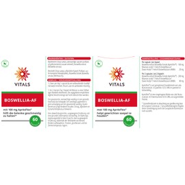 Vitals Boswellia AF – 60 Capsules, Vegan. For Movable Joints. With 100 mg Aprèsflex from Boswellia Serrata.