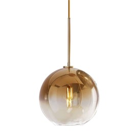 H XD GLOBAL Gradient Color Glass Pendant Light,Modern Glass Hanging Light Chandelier Light (Gold, 25cm)