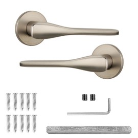Decoranddecor Satin Nickel Door Handles – Aluminium Silver Round Rose Internal Door Handles for Bedrooms & Bathroom | Verita Range