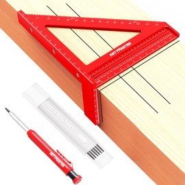 8 inch 3D Multi-Angle Measuring Square Ruler, WT103B High Precision Hole Scribing Woodworking Tools, 0-90° Aluminum Alloy Carpenter Square Wood Working Tools, Carpenter Pencils 6 Refills.