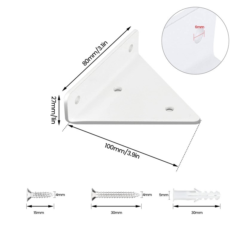Shelf Brackets, Pack of 4, Triangular Invisible Iron, Heavy Duty,