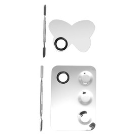 Healeved 2sets Stainless Steel Makeup Mixing Palette Set with Spatulas Professional Nail Art Cosmetic Blending Tools for Easy Pigment Mixing