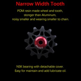 DJC Stone Bearing Bike Pulley Wheel Derailleur Pulley Narrow Wide Tooth Guide Roller 10t 12t 14t 16t MTB Road Bike Derailleur Over Sized Pulley Wheel (Black Hollow, 10T)