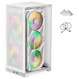 ShinySnake L400 Mesh ITX Computer Chassis - 12.1L Compact Gaming Case, Enhanced Airflow Mesh Panels, 350mm Vertical GPU, ATX/SFX PSU Compatibility, PCIe 3.0 Riser & DP 1.4 Cable, White