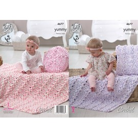 King Cole 4677 Crochet Pattern Baby Blankets and Cushions in Yummy Chunky