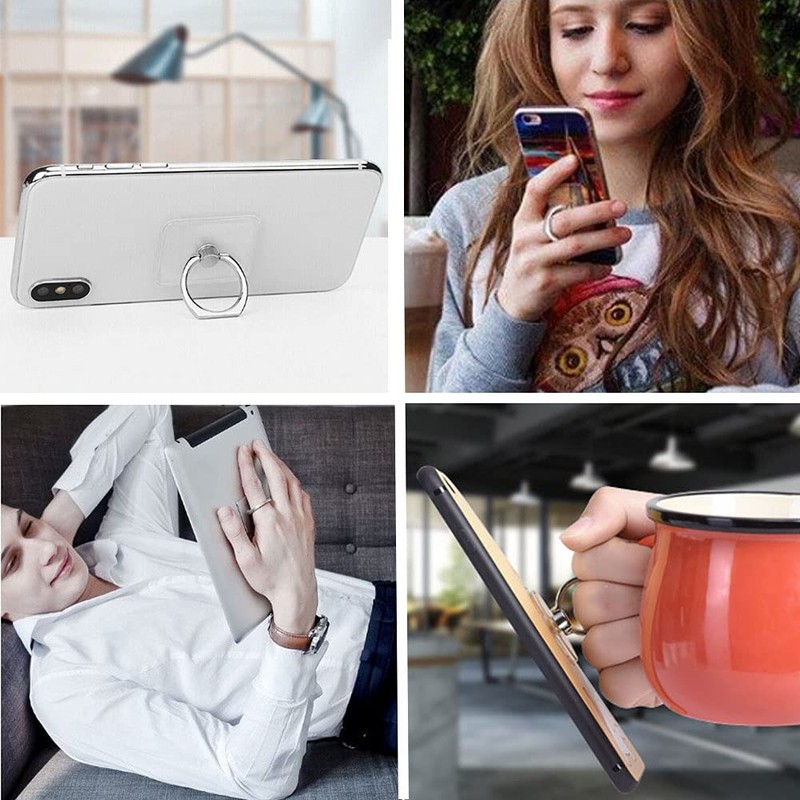5 Pack Smart Phone Ring, Transparent, Thin, Holding Ring, Bunker