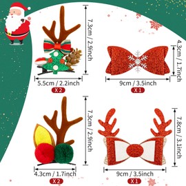 MELLIEX 4 Pairs Christmas Deer Antlers Hair Clips, Reindeer Antlers Hair Pins, Christmas Party, Plush Elk Hair Clips - 2