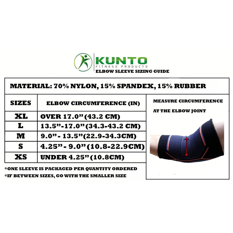 Kunto Fitness Elbow Brace Compression Support Sleeve for Tendonitis, Tennis