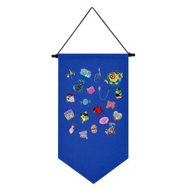 YeeMan Wall Hanging Brooch Storage Case Canvas Display Stand Enamel Pin Display Banner Holder Earrings Necklace Glitter Pin Collection Organizer (Dark Blue)