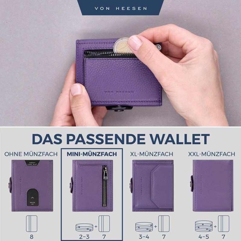 VON HEESEN Credit Card Holder Credit Card Holder, Violet, Mini