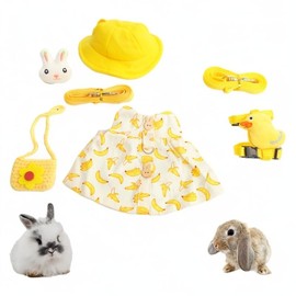 2-Piece Bunny Set Adjustable Rabbit Harness & Leash – Escape-Proof Soft Vest for Bunnies,Guinea Pigs, Ferrets (Yellow, S)