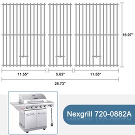 Adviace Grill Grate Replacement Parts for Nexgrill 720-0882A Evolution Infrared Plus, Stainless Steel Grill Grates, Heat Plates Shields, Burner Tubes, Igniters for Nexgrill Replacement Parts 5 Burner.