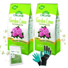 MYGP Organic Garden Lime; Raises Soil pH Contains pelletized dolomitic Lime for Organic Gardening; 5 lb with a My Garden Pool PH Soil Test Strips 20 ct, and Superior Gardening Claw Gloves - 2 Pack
