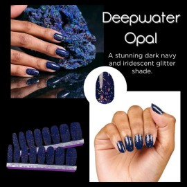 Color Street Deepwater Opal Navy Blue Glitter Set In Stone HTF Retired Rare NIP