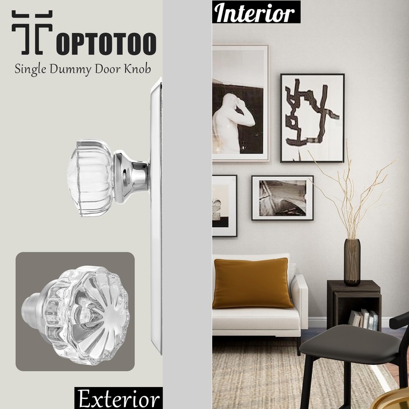 ToPToToo Single-Side Glass Dummy Door Knobs, Inactive Door Knobs for