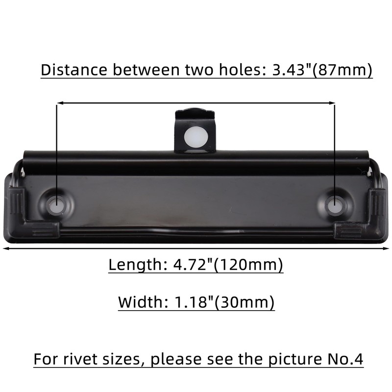 RILOMBAO 6 Pack Black Metal Clipboard Clips 4.72" (12cm) Mountable