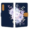 らくらくスマートフォン lite MR01 用 花柄 ブーケ パステルフローラル 大人可愛い ボタニカル ネイビー