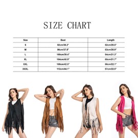 WELLATENT Fringe Vest，Cowgirl Vest Tassel Sleeveless Hippie Vest 60s outfits for Women Western