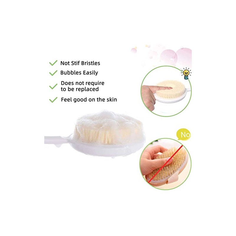 Wefaner Cepillo Espalda Mango Largo Ergonómico Cerdas Suaves Todas Partes