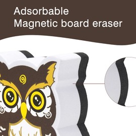 SHIDOW Magnetic Whiteboard Eraser Owl, Mini Magnetic Chalkboard Eraser, Animal Shaped Dry Erase, Chalkboard Erasers with Felt for Classroom Office Home (5Pcs)