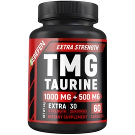 TMG Trimethylglycine 1000 mg with Taurine 500 mg Supplement – Non-GMO, Gluten Free (60 Capsules)