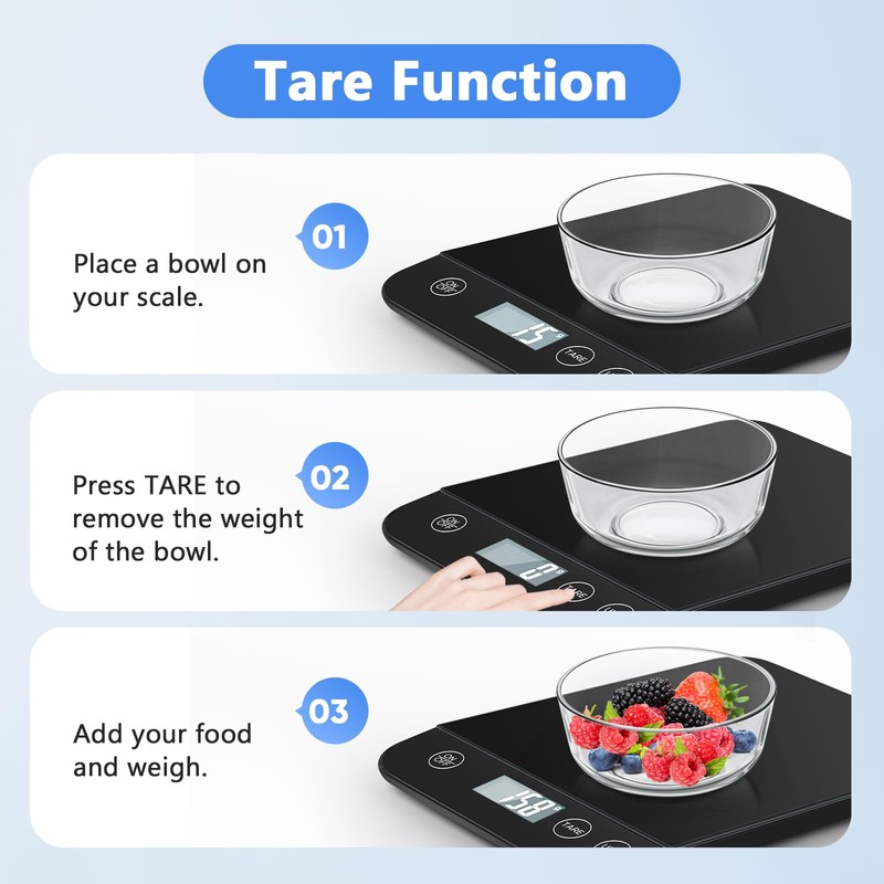 Drcowu Large Food Scale Digital 15kg, Kitchen Scales with Customized