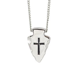Shields of Strength Men's Stainless Steel Arrowhead Necklace - Genesis 27:3