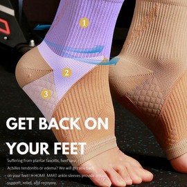 H HOME-MART Plantar Fasciitis Socks with Arch Support, Foot Care Ankle Brace Compression Sleeve Socks, Eases Swelling & Heel Spurs, Ankle Brace Support, Increases Circulation (Skin, L(EU 41-42))