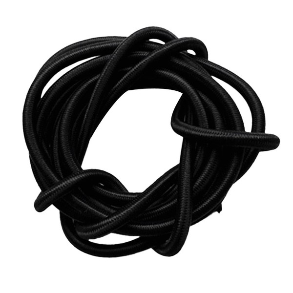 6mm Black Elastic Round Rubber Bungee Rope Shock Cord Tie