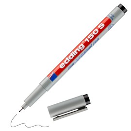 Edding 150 S Non-Permanent Foil Pen, Black, 1 Pen, Bullet Tip: 0.3 mm, Pen for Writing on Glass, Plastic, Films and Smooth Surfaces, Quick-Drying, Can Be Corrected with Water