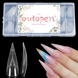 outopen 150pcs Long Eagle Curved Stiletto Nail Forms Clear Full Cover Nail Extension Art Mold Reusable Eagle Curved Nail Forms for Polygel Acrylic Extension Beginners DIY Manicure, 15 Sizes
