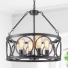 PNOUKF 4-Light Farmhouse Chandelier, Industrial Drum Pendant Light, Adjustable Height