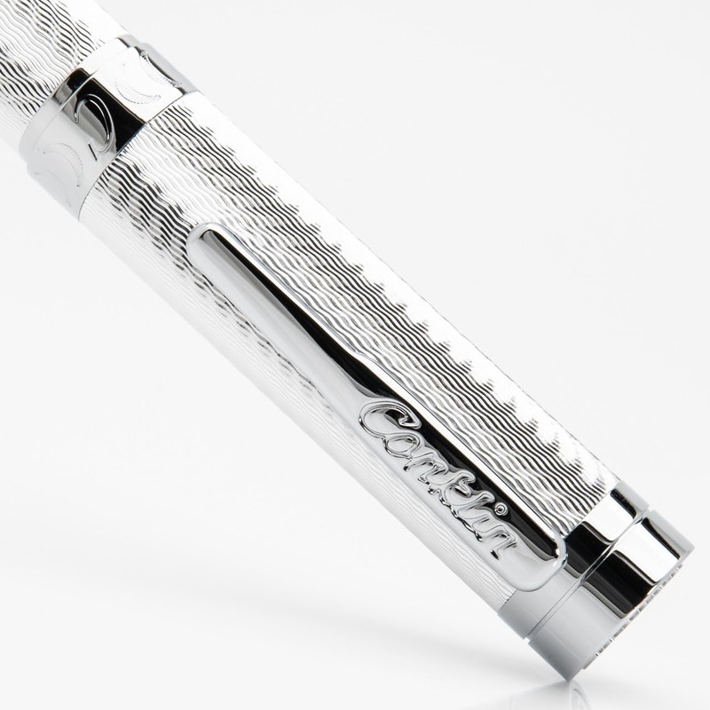 Conklin Herringbone Signature Ballpoint Pen Silver + Free Extra Black