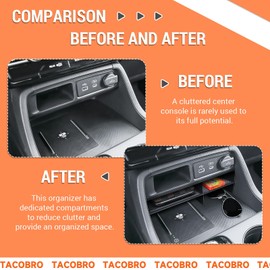 TACOBRO Center Console Organizer Tray for 2023-2025 Honda Pilot & 2026 Passport – Custom Fit Secondary Storage Box with Rubber Pad Increased Storage Space Insert Tray, Easy Installation