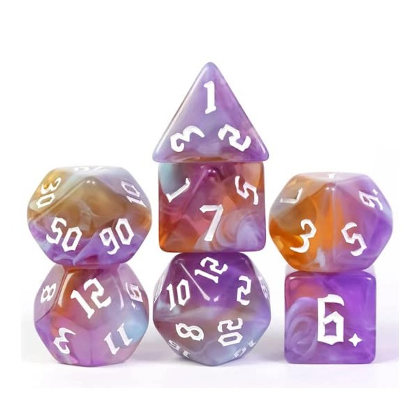 Soulfire Dice Wizard Sorcerer Dice Purple Orange Polyhedral D&D Dice for Dungeons and Dragons and Tabletop RPG's