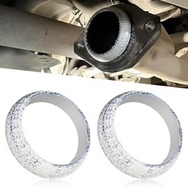 HHZL Car Exhaust Manifold Gasket, ID 2.13In Exhaust Flange Gasket Set Seal Muffler Ring, Graphite Donut Gaskets Replacement to Prevent Leaking Between Exhaust Pipe and Exhaust Manifold（2PCS,54mm）
