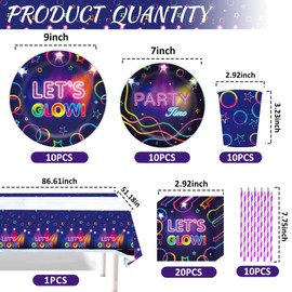 61 Piece Party Tableware Set, Children's Birthday Tableware Set, Party Tableware Birthday, Children's Birthday Tableware Set, with Plates, Cups, Napkins, Tablecloth, Straws, for Birthday Party Girls