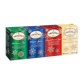 Twinings Holiday Variety Tea Bag Pack, Christmas Tea, Winter Spice, Gingerbread Joy, Peppermint Cheer, 20 Count (Pack of 4)