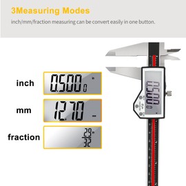 Digital Caliper, 6" Caliper Measuring Tool Extreme Accuracy Waterproof Electronic Vernier Caliper Industrial Stainless Steel Digital, Durable Measuring Tool with Large LCD Screen