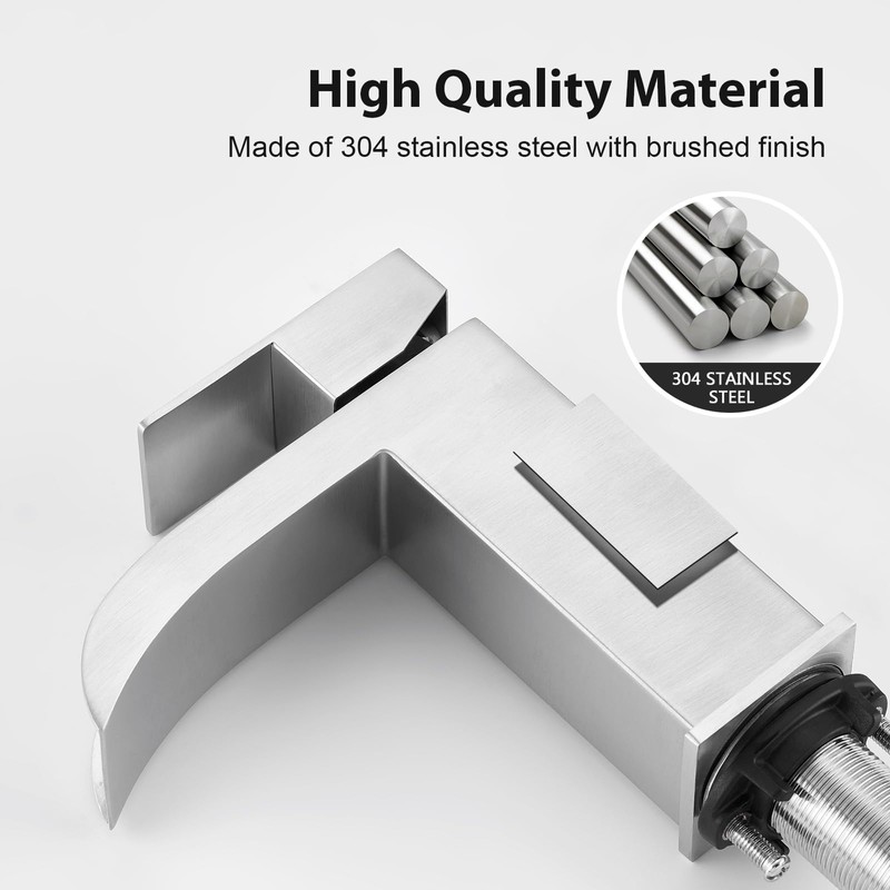 Faustina Wide Open Spout Waterfall Bathroom Faucet Single Handle,Single Hole
