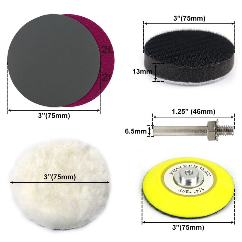 POLIWELL 150 PCS 3 Inch Sanding Discs Silicon Carbide 400-10000