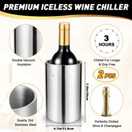 4 Pcs Wine Chiller Bucket with Tongs 750 ml Champagne Ice Bucket Stainless Steel Wine Bucket Cube Serving Bucket Accessories Insulated Wine Bottle Chiller for Whisky Cocktail Bar Chilling Home Parties